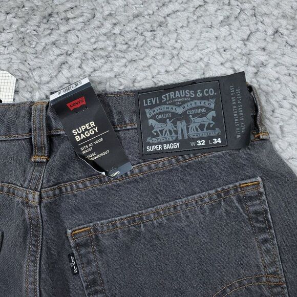 Levi's Super Baggy Skate Cordura Strong Jeans Gray Straight Leg Men's Size 32x34 - Picture 4 of 11